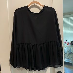 Boohoo chiffon black peplum blouse